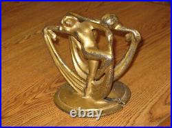 1920's Art Deco Nude Lady Dancing Pair of Cast Iron Vintage Antique Bookends