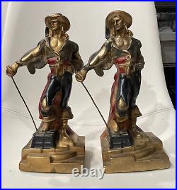 1920's Bronze Swordsmen/Pirates Bookends withpistols-Armor Bronze Art Deco 10
