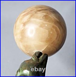 1920s Art Deco French Sculpture Bookend Sea Lion Playing Ball Marble Base Figure
