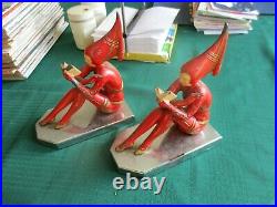 1920s FUGERE H B HIRSCH PIXIE BOOKENDS ART DECO STYLE COLD PAINT FRENCH DECOR
