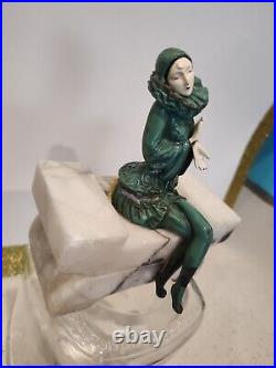 1920s JB Hirsch Marble Art Deco Harlequin Flapper Bookend