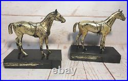 1920s Jennings Brothers JB Silver Plated Horse Figure Paperweight Bookend Pair