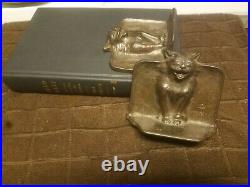 1925 Arts and Crafts D. A. L. Bronzed Cat Bookends, Hard to find