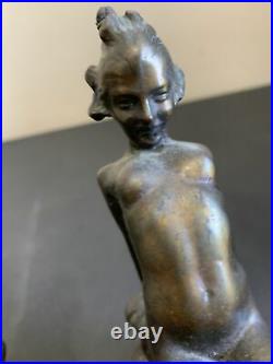 1927 Us Armor Bronze Nude Woman Lady Art Deco Statue Sculpture Book Bookends