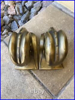 1930s Art Deco Ram's Head Bookends-Cornell Foundry-Cast Metal Brass/Bronze Wash