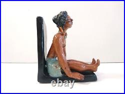 1930s Art Deco Vintage Antique Ceramic Bookend Black Woman CséFalvay Hungary