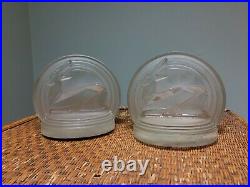 1936 Owens Illinois Glass Art Deco Frosted Glass Gazelle Bookends by E W Fuerst