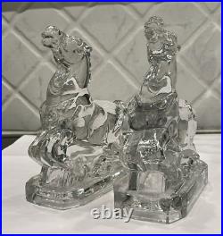 1940 Glass Horse Bookends by New Martinsville Glass Company