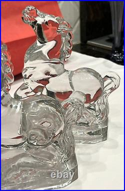 1940 Glass Horse Bookends by New Martinsville Glass Company