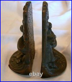 1940s Solid Bronze ART DECO Bookends Figural Girl at the Well