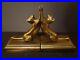 1986-Pair-of-Art-Deco-Frankart-Sarsaparilla-Gold-Brass-Cats-Bookends-Vtg-EUC-01-zakq