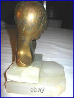 2 Antique Art Deco Frankart Period Style Lady Nude Bust Statue Marble Bookends