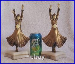 20s Hindu Dancer figurine JB Hirsch bookend art deco statue Frankart style metal