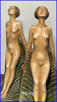 A Fantastic Vintage Pair Of Chalkware Naked Lady Bookends (C3)
