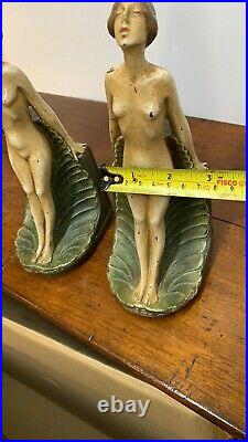 A Fantastic Vintage Pair Of Chalkware Naked Lady Bookends (C3)