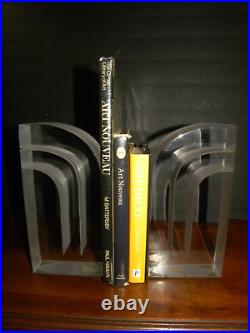 A Pair of Mid-Century Modern Lucite Bookends Art Deco Inspired