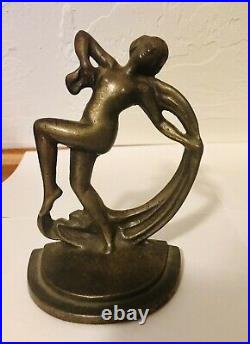 ART DECO 1920's Nude Dancers with Sash Bookends Marked 200 1, Cast Iron