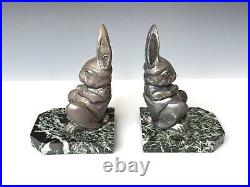 ART DECO A pair Of RABBIT Bookends by Hippolyte Francois MOREAU French Sculptor