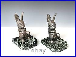 ART DECO A pair Of RABBIT Bookends by Hippolyte Francois MOREAU French Sculptor