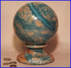 ART DECO GLOBE bookends vtg turquoise marble frankart lamp alabaster sculpture