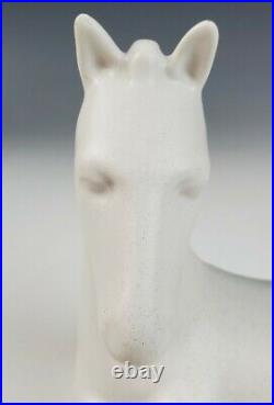Abingdon Pottery Pair White Reclining Colt Horse Bookends Vintage Art Deco Rare
