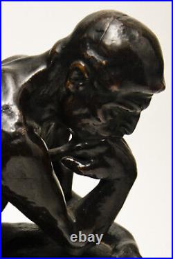 After Auguste Rodin Bronze Clad'The Thinker' Bookends Signed'P. Beneduce
