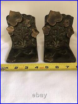 All Original Antique McClelland Barclay Bronze Pair of Bookends Vining Ivy