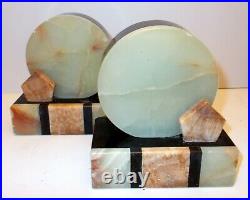Amazing ART DECO Girandoles Book Ends Alabaster Marble Onyx FRENCH CHIC