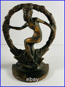 Antique 1920's Art Deco Nudes Flapper Dancer Bronze Paint Bookends