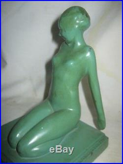 Antique 1927 Frankart Inc. Us Art Deco Nude Lady Woman Statue Sculpture Bookends