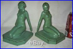 Antique 1927 Frankart Inc. Us Art Deco Nude Lady Woman Statue Sculpture Bookends