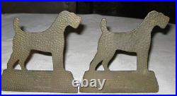 Antique 1929 Pal Art Deco Fox Airedale Terrier Statue Dog House Home Bookends