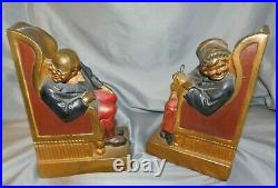 Antique Armor Bronze In Heavy Bookends Long Time Sweethearts Peeking Around