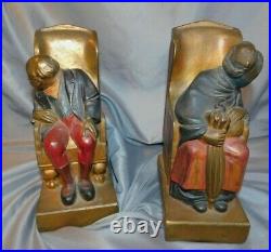 Antique Armor Bronze In Heavy Bookends Long Time Sweethearts Peeking Around