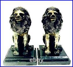 Antique Art Deco Bradley & Hubbard 8 Heavy Bronze Sitting Lion Bookends
