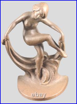 Antique Art Deco Bronzed Metal Bookends Sculptures Dancing Ladies #15