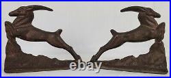Antique Art Deco Cast Iron Littco Foundry Leaping Antelope Bookends A18