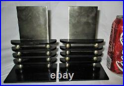 Antique Art Deco Chase USA Chrome Machine Octaball Bookends Modern MID Century