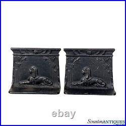 Antique Art Deco Egyptian Sphinx Cast Iron Bookends A Pair