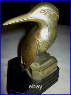 Antique Art Deco Kingfisher Bird Statue Sculpture Desk Book Audubon Bookends Ny