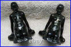 Antique Art Deco Nude Ladies Bookends Vintage 20 30's Era Sculptured Statuary