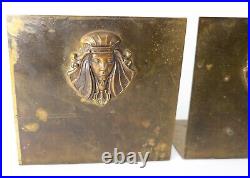 Antique Art Deco Pair of Bronze Brass Egyptian Revival Bookends