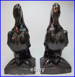 Antique Art Deco Rearing Horse Bookends wonderfully detailed cast metal bronzed