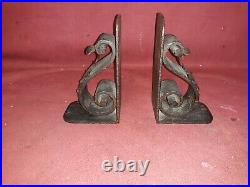 Antique Art Deco Wrought Iron Bookends Exceptional Possibly French