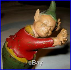 Antique Austrian Bronze Fairy Elf Jester Clown Gnome Pixie Art Statue Bookends