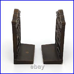 Antique B&H Bradley Hubbard Pair Cast Iron Bookends Shakespeare Browning Quotes