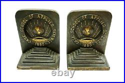 Antique BRONZE BOOKENDS 1880 Case School of Applied Science in Cleveland Ohio