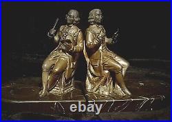 Antique Bookends gilded bronze Marble Colonial Founding Father Poet Deco Hancock