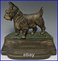 Antique Bradley & Hubbard Cast Iron SCOTTIE DOG Bookends c1910 Original Surface