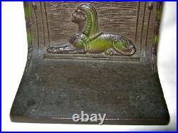 Antique Bradley Hubbard Egyptian Sphinx USA Art Deco Cast Iron Statue Bookends